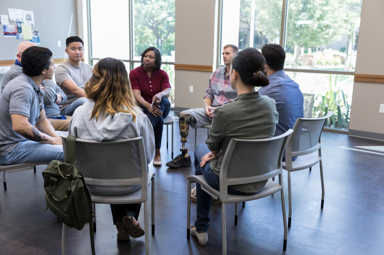 Vulnerable military veterans share during a support group